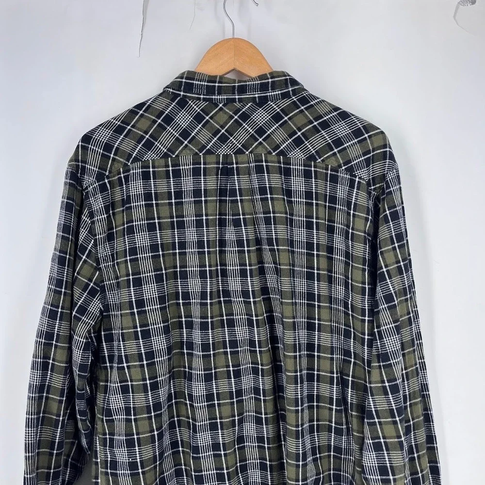 Levis Mens XL Plaid Button Down Shirt Olive Green Black Cotton 3LYLW9702